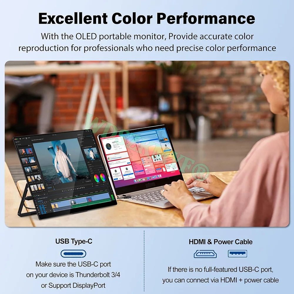 14 inch Portable Monitor FHD 1080P IPS USB-C Mini-HDMI External Second Screen for Mac Laptop PC Switch Xbox PS4/5 Xbox