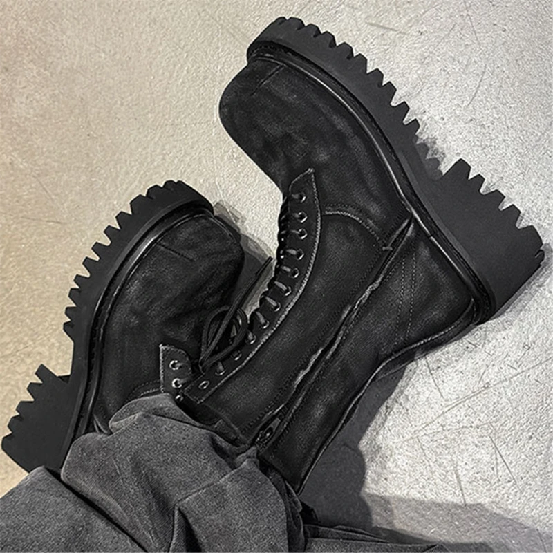Luxury Designer Thick Sole Shoes Platform Chunky Heels Men Boots