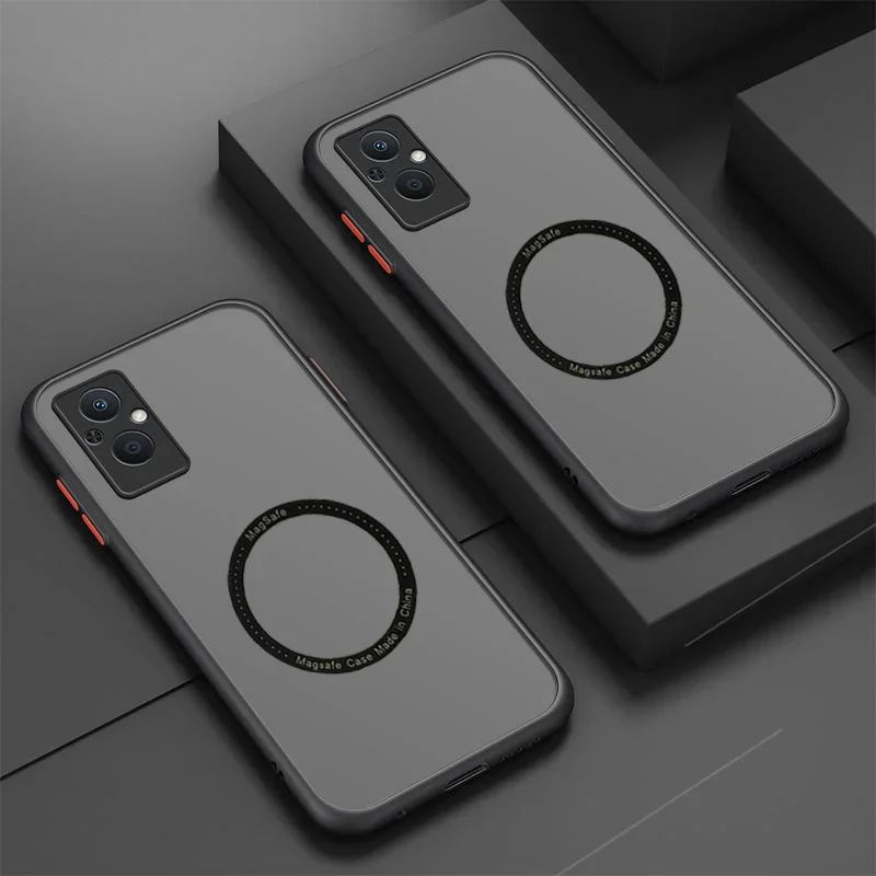 Shockproof Armor Matte Magnetic Wireless Charging Case with MagSafe Compatibility