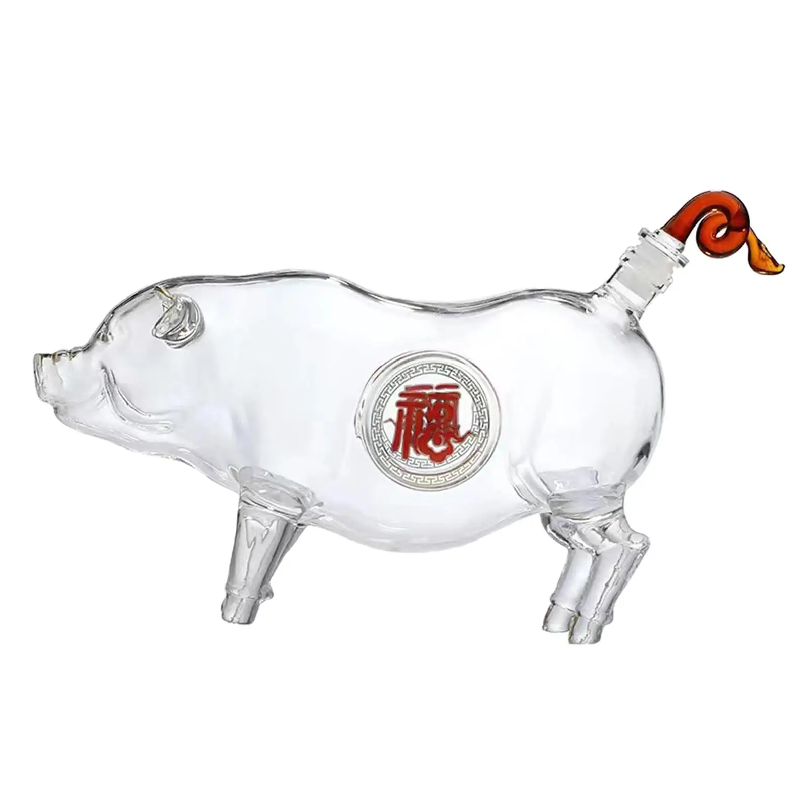 Pig Shape Decanter Glass Liquor Decanters Clear Novelty for Spirits Unique Drink Dispenser Wine Bottle for Anniversary Gift