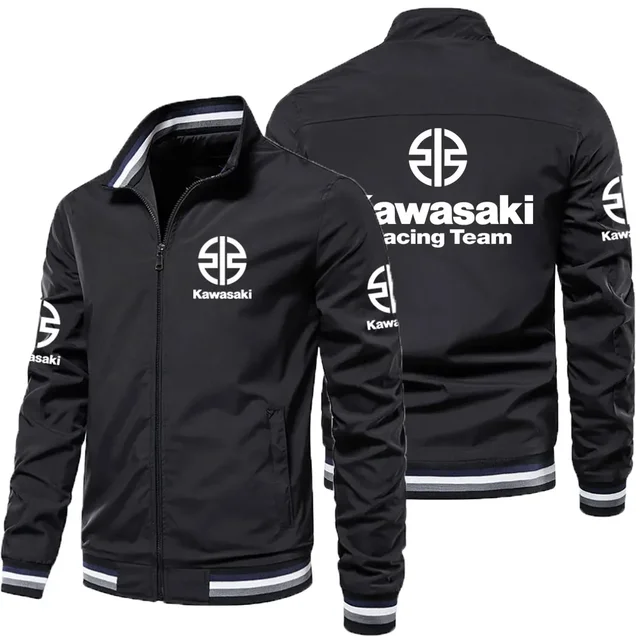 2024 New Kawasaki Logo Printed Motorcycle Racing Jacket Men's Jacket Outdoor Casual Sportswear Motorcycle Suit