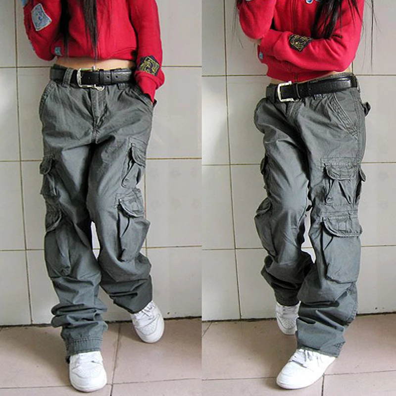 

Fashion Style Male and Female Couples Trousers Autumn Winter Women Cargo Pants Mens Joggers Hip Hop Jeans Many Pockets