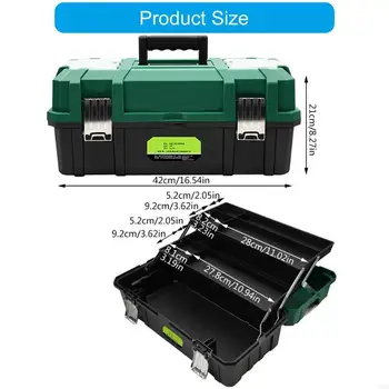 17inch Workshop Folding Tool Box With 3 Layers Large Capacity Storage Organizers