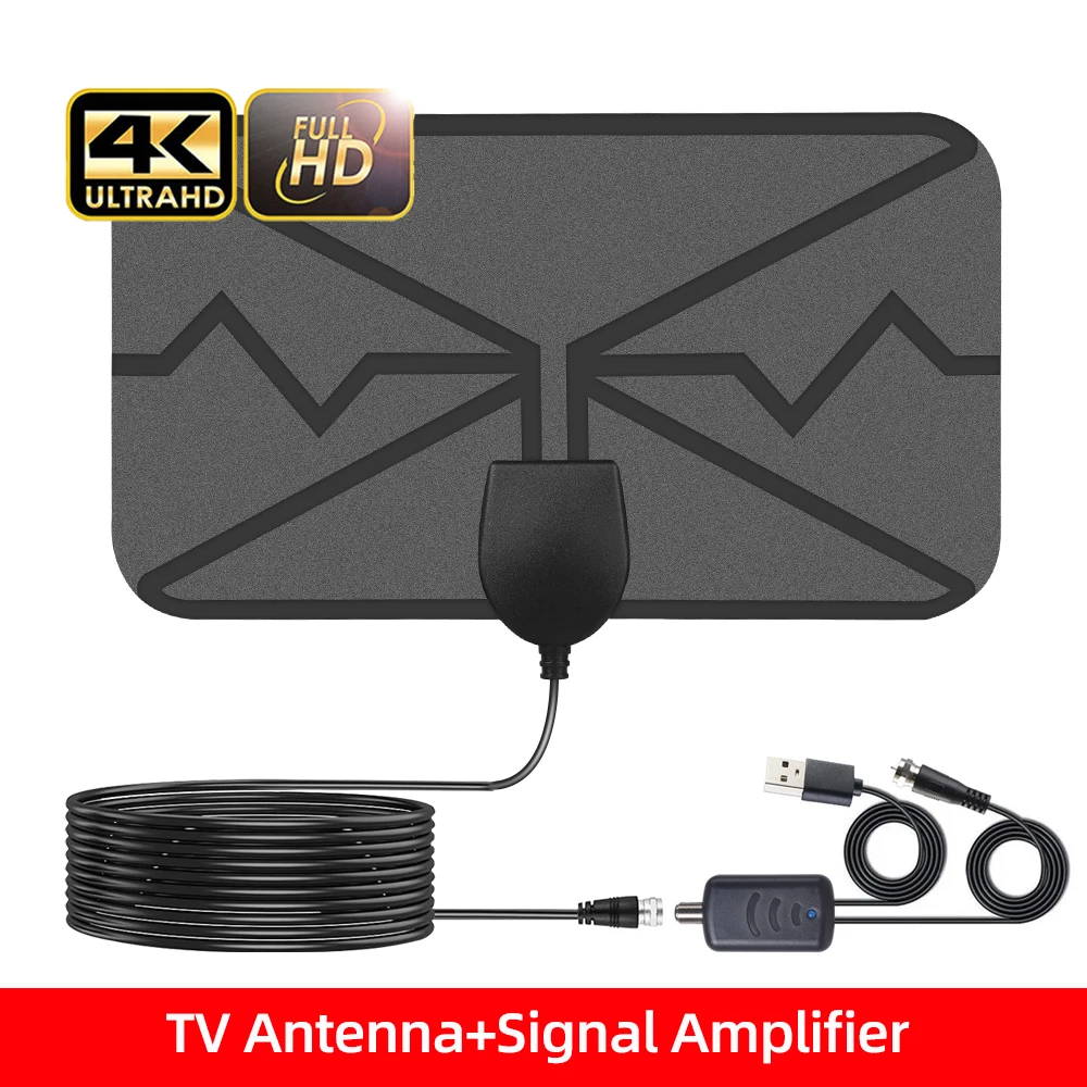 Kebidumei Antenna TV Digital Antena HDTV 4k Interior Indoor HD High Gain Amplified Booster Satellite Receiver Miles Aerial