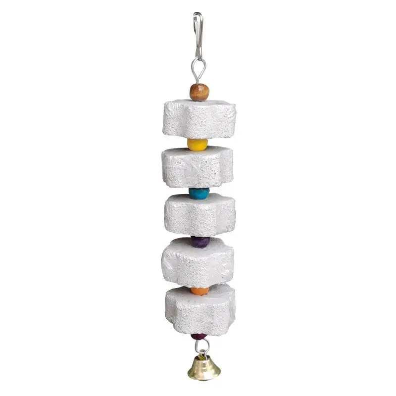 Stone Mineral Pet Supplies Bird Cage Toy Grinding Stone Flower Shape Hang Style Parakeet Toy For Parrot