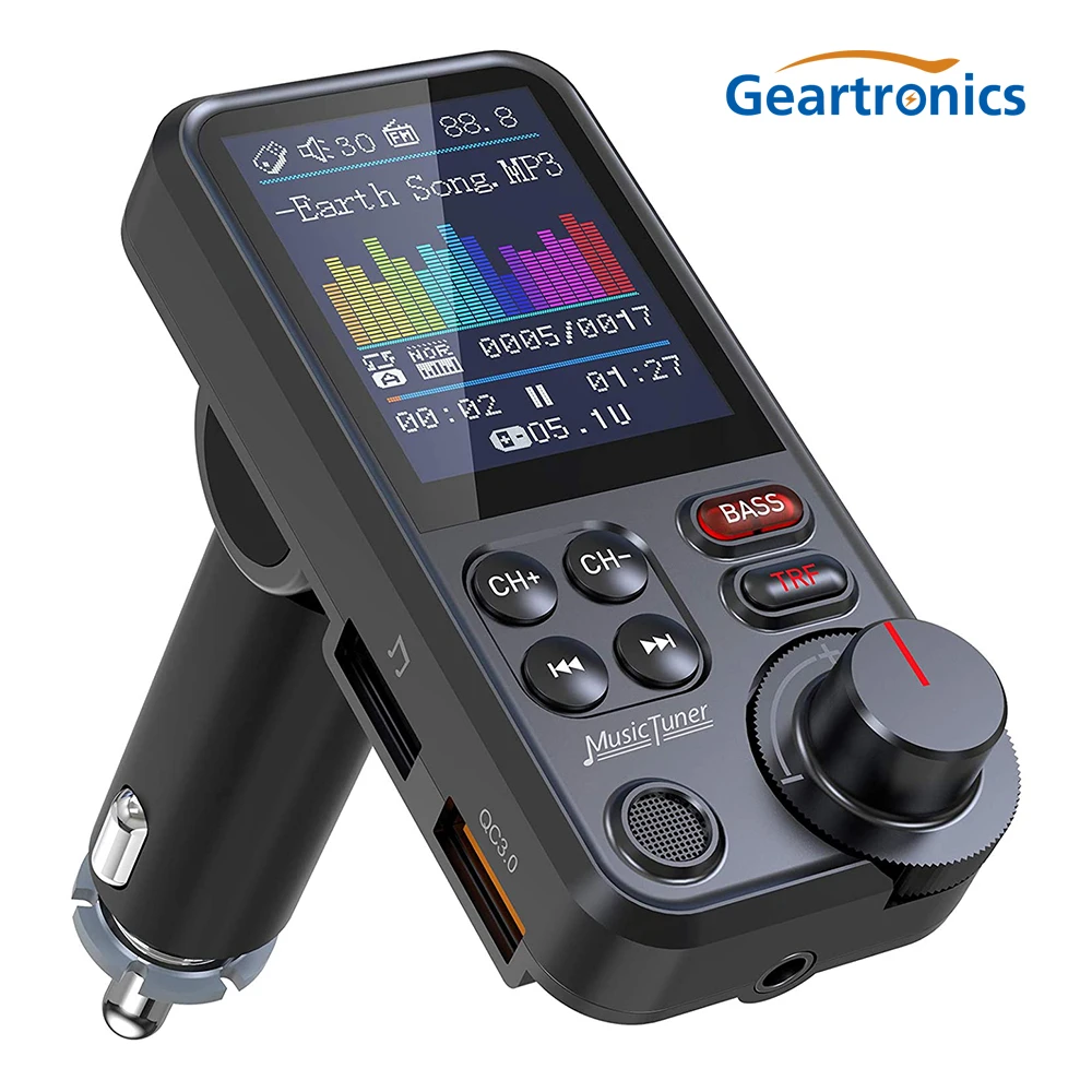 1.8"wireless Car Bluetooth Fm Transmitter Aux Supports Qc3.0 Charging