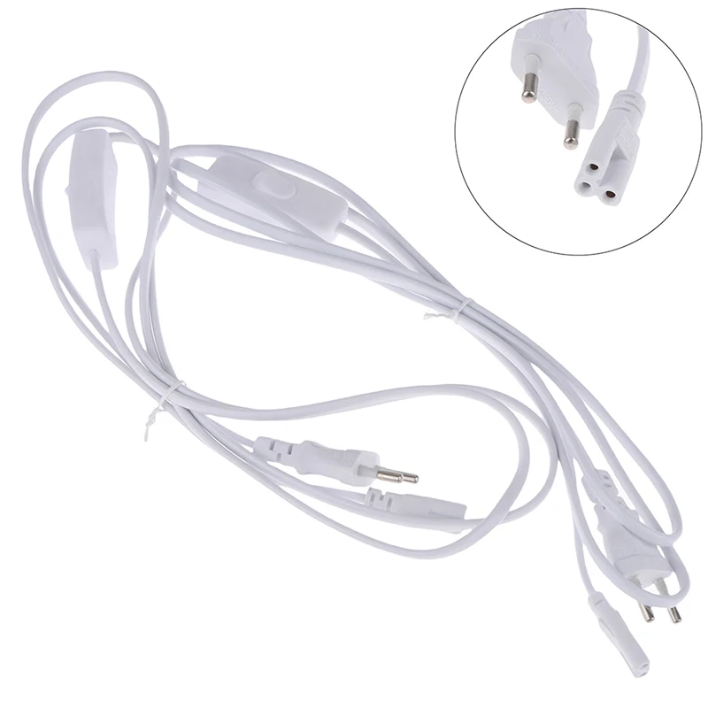 1.8m Power Cord Cables EU Plug Switch Cable For T5 LED Tube T8 Power Charging Wire Connection