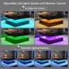 LED Coffee Table with Storage, High Glossy Modern White Center Table with 2 Drawers, Square Wooden Middle Table with 16-Color 2