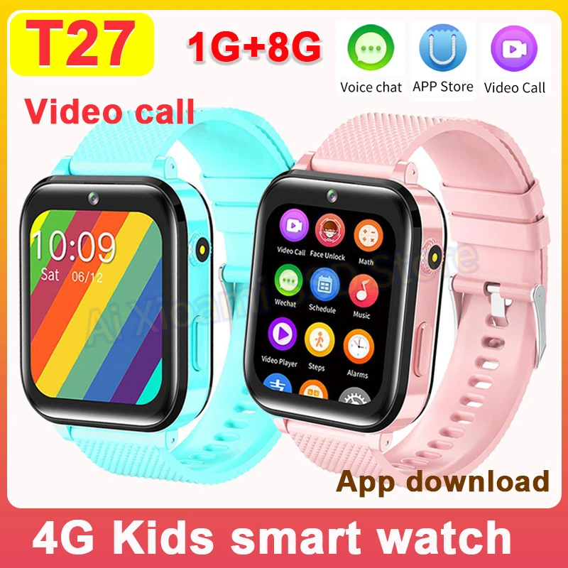 

T27 4G Kids Smart Watch Phone 1G RAM 8G ROM GPS HD Video Call SOS 1.7 inch Screen Clock With APP DownLoad Children Smartwatch