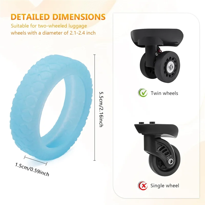 ABHI-8Pcs Suitcases Wheel Covers,Silicone Luggage Compartment Wheel Cover For Most 8 Spinner Wheels
