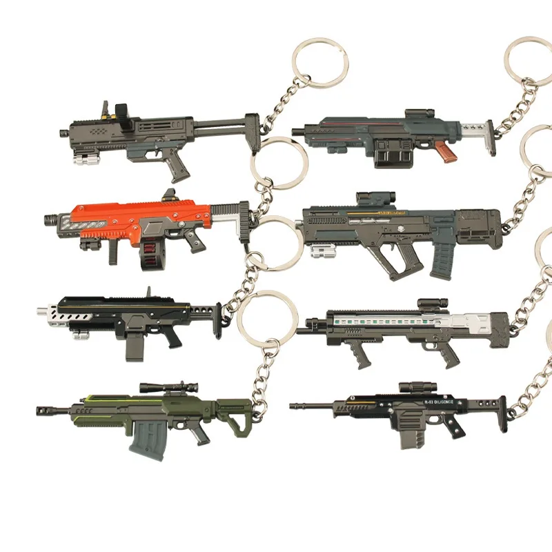 Anime Gun Model Keychains Colt 357 PKM M16A4 G36c MK47 M500 81-1 P320-M17 M92A1 Boys Weapon Keychain