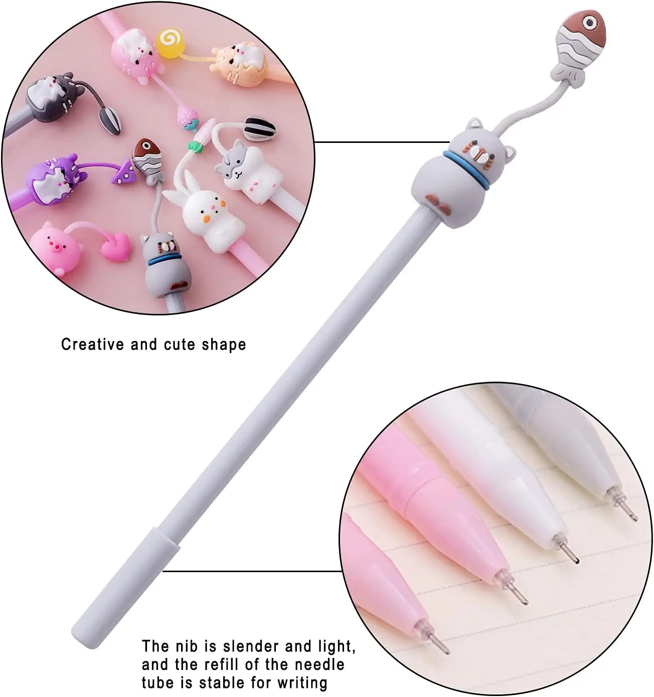 Cute Cartoon Animal Gel Ink Pens - 36-Pack, 0.5mm Point, Kawaii School Supplies