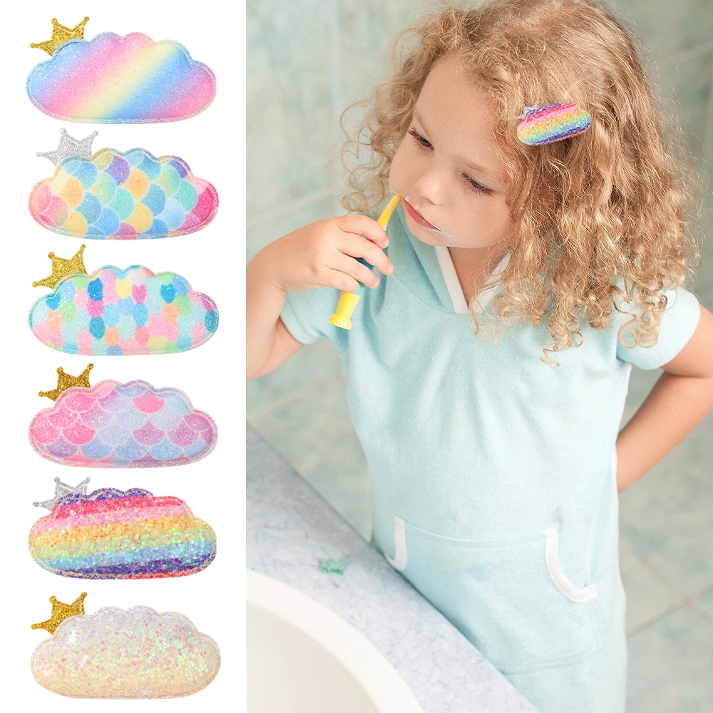 

6/7 PCS Kawaii Animals Hair Clips for Girl Sequin Elk Elephant Clouds Accessories Boutique Baby Hair Accessories Cute Hairclip