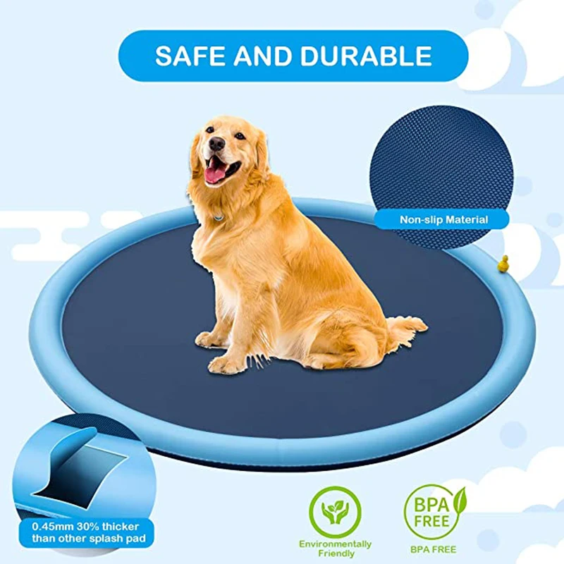 

100/170cm Summer Pets Swimming Pool Inflatable Water Sprinkler Pad Play Cooling Mat Outdoor Interactive Fountain Toy for Dogs