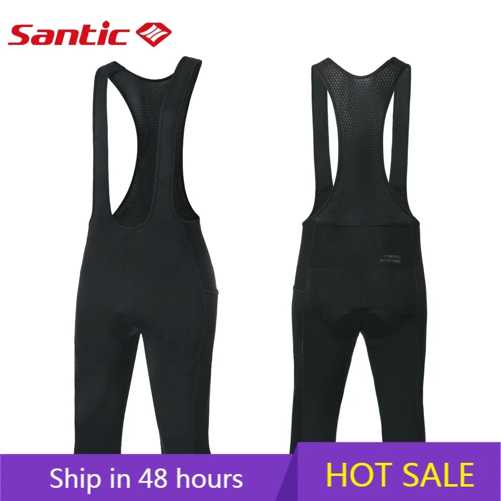 

Santic Men's Cycling Bib Long Pants Riding Strap Shorts Professional Road MTB Reflective Breathable Cycling Pants