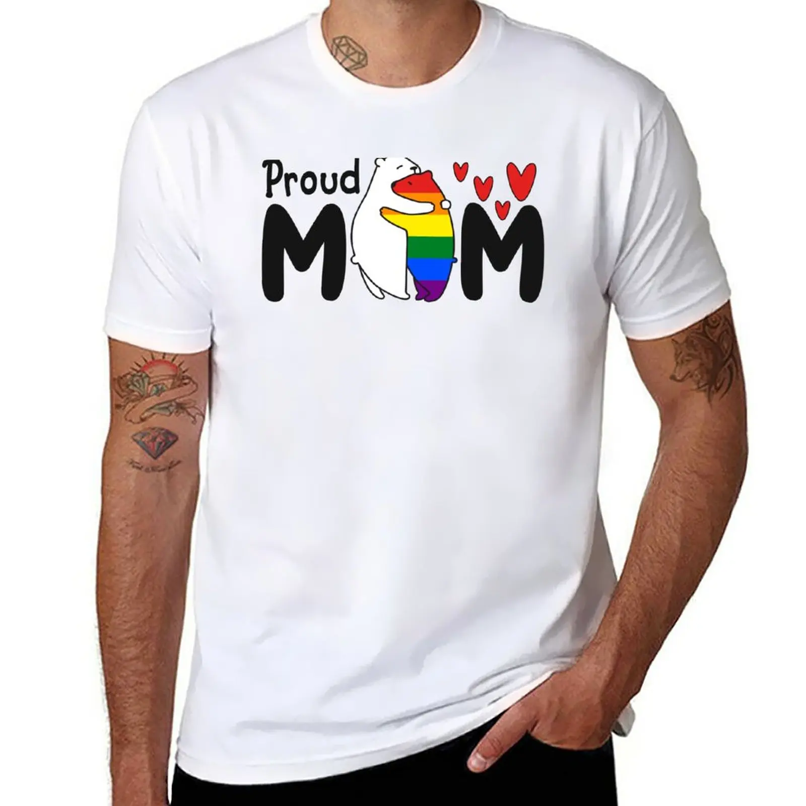 

New Bear Hug Proud Mom LGBT rainbow Mother Kids T-Shirt customized t shirts quick drying t-shirt men clothing