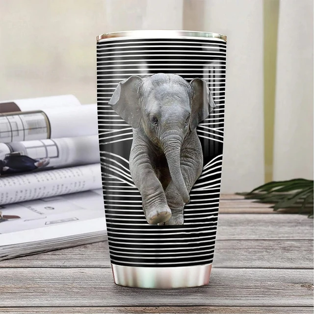 20oz Elephant Tumbler Cup with Lid Elephant Lover Gift Hot Cold Water  Double Wall Vacuum Beer Mug Thermo Travel Coffee Mug - AliExpress