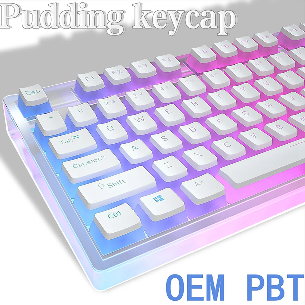 Mechanical Keyboard Keycaps 129Keys OEM Profile PBT Material For Mx Hot Swap Mechanical Keyboard Switch Transparent Pudding