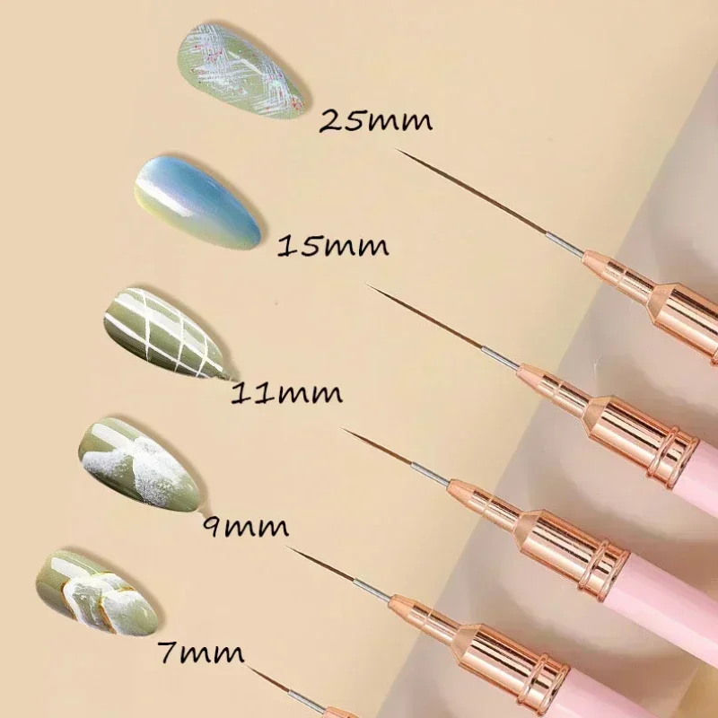 Nail Art Pens Nail Art Brushes Nail Brushes Nail Art Tools Gel Nail Tools 7/9/11/15/25MM/1pc Nail Liner Brush Set Handle Drawing Lines Stripe Painting Flower Pen Manicure
