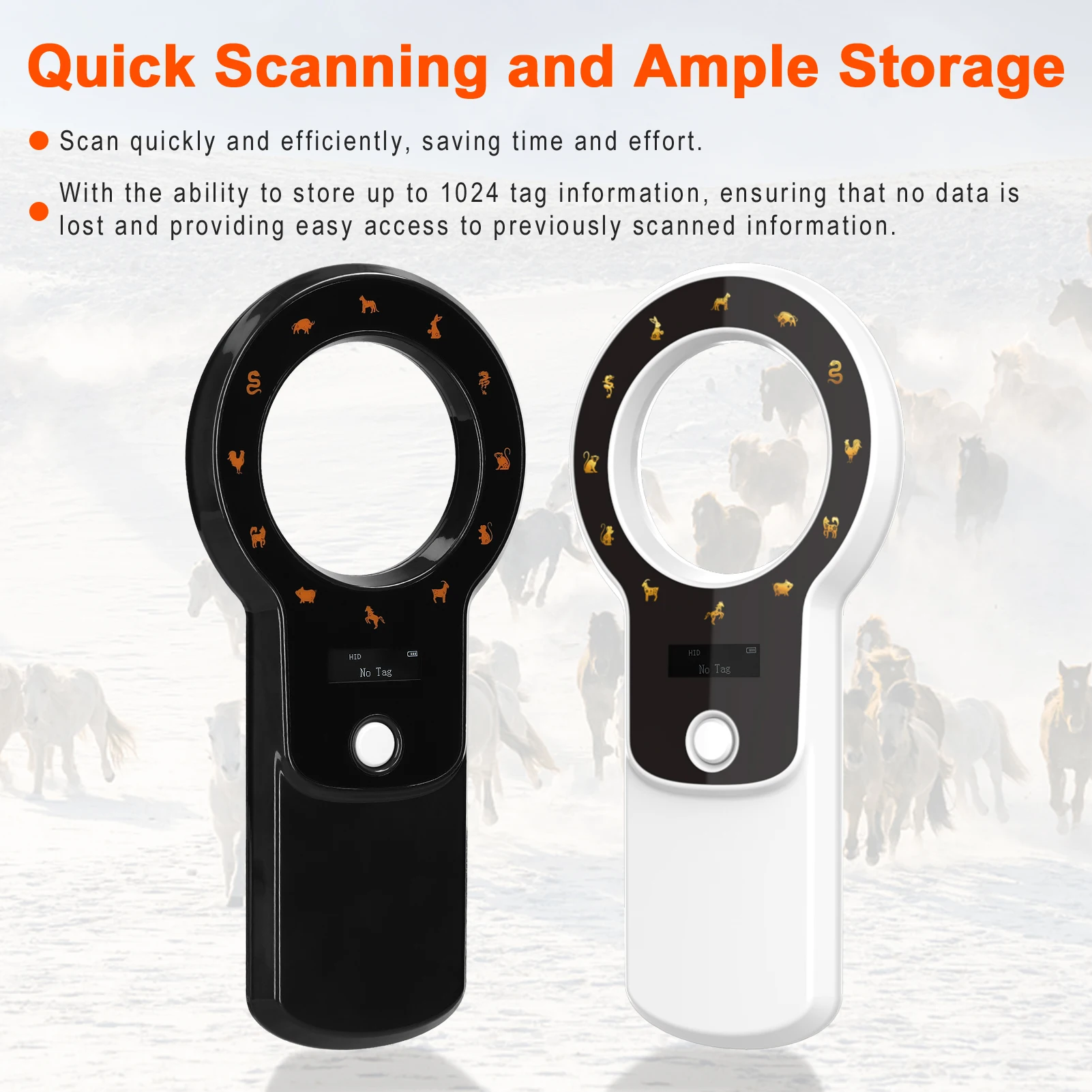 Pet Microchip Reader Scanner 2.4G/BT Wireless RFID Chip Scanner Rechargeable Animal Tags Support EMID FDX-B 1024 Data
