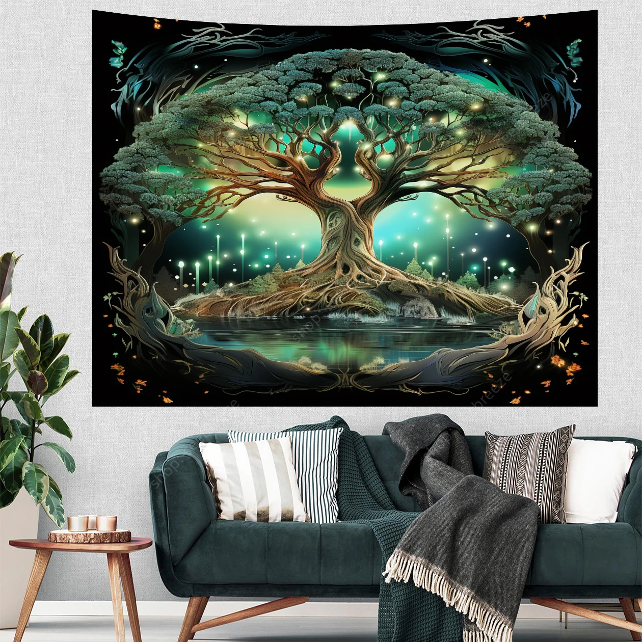 Description Picture 2 of itemTrippy Psychedelic Tree Of Life Tapestry Wall Hanging Room Decor Aesthetic Wishing Tree Large Mandala Witchcraft Boho Tapestries