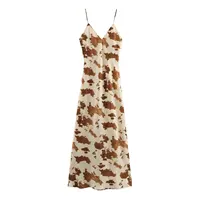 HH TRAF Woman Slim Evening Sling Dress 2025 Summer Women Printed Midi Dresses Back Zipper V-Neck Sleeveless Backless Dresses 1