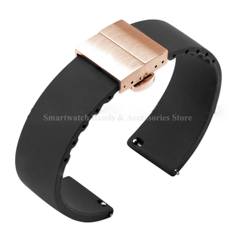 Silicone Quick Release Waterproof Sport Watch Strap with Double Press Butterfly Buckle