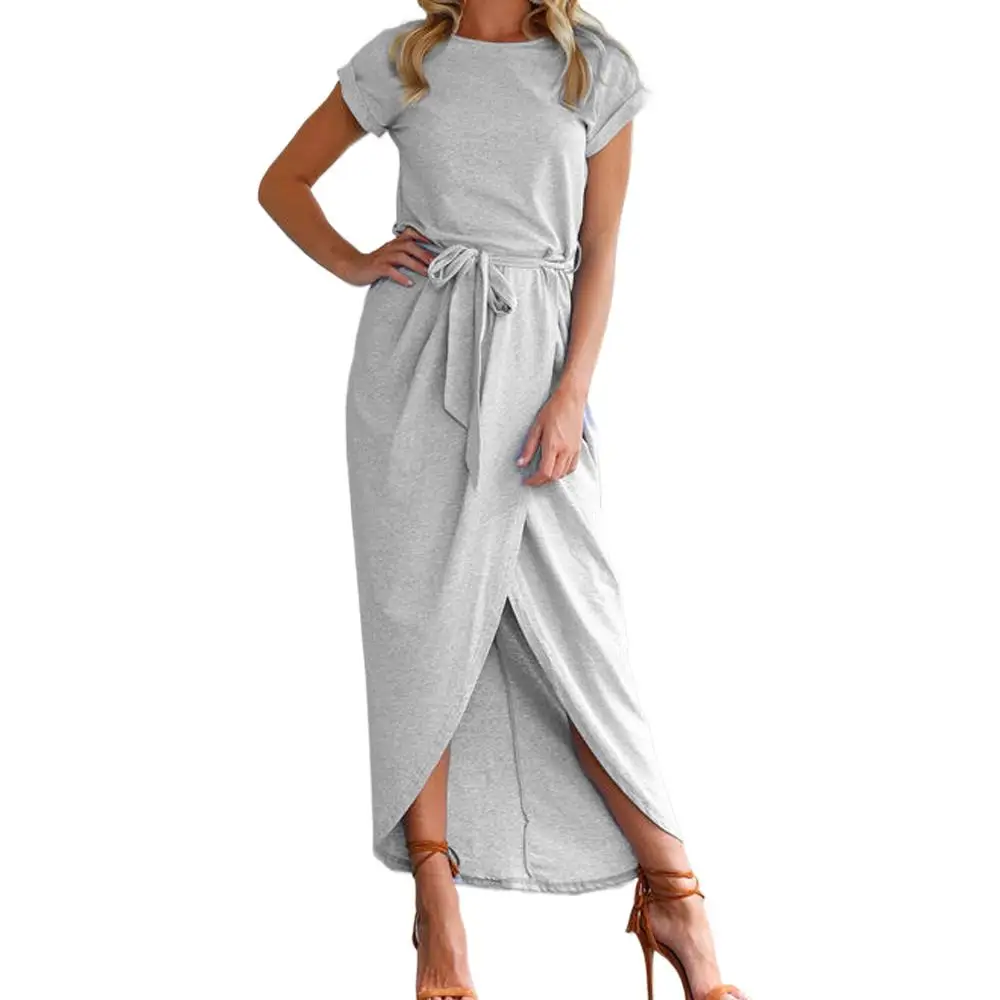 Women Summer Asymmetric Ruffle Short Sleeve Dress