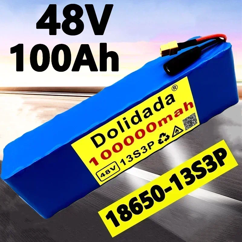 

100% New 48v battery agli ioni di liio 48v 100Ah 1000w 13S3P battery 54.6v E-bike Motorino bicicletta Elettrica BMS + charger