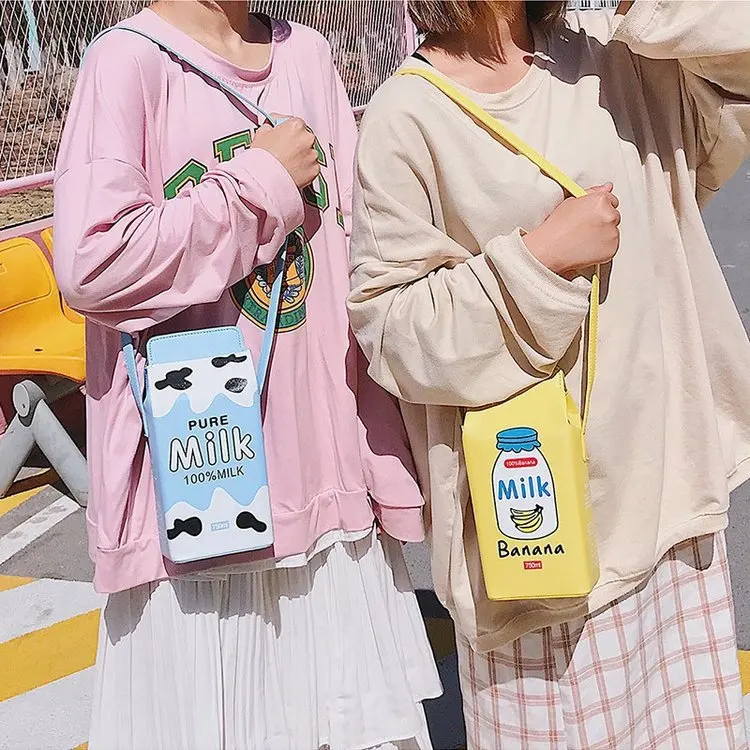 PU Small Shoulder Bag for Girls Printed Fruit Shoulder Bag