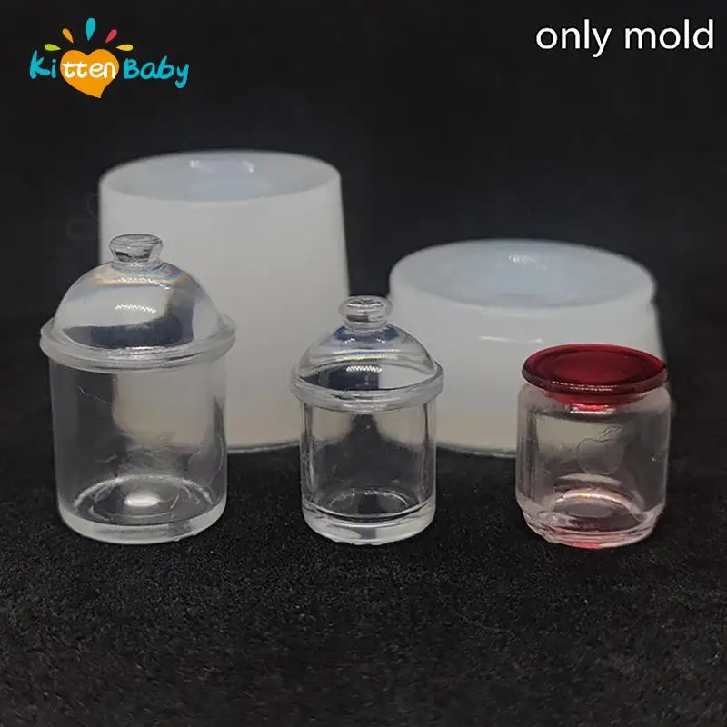 Mini Food Jar Toys Dollhouse Silicone Candy Cookie Jar Mold Doll House DIY Kitchen Tableware Accessories Living Scene Decor 3d small house casting mold resin mold mini house crystal epoxy mold ornament 264e