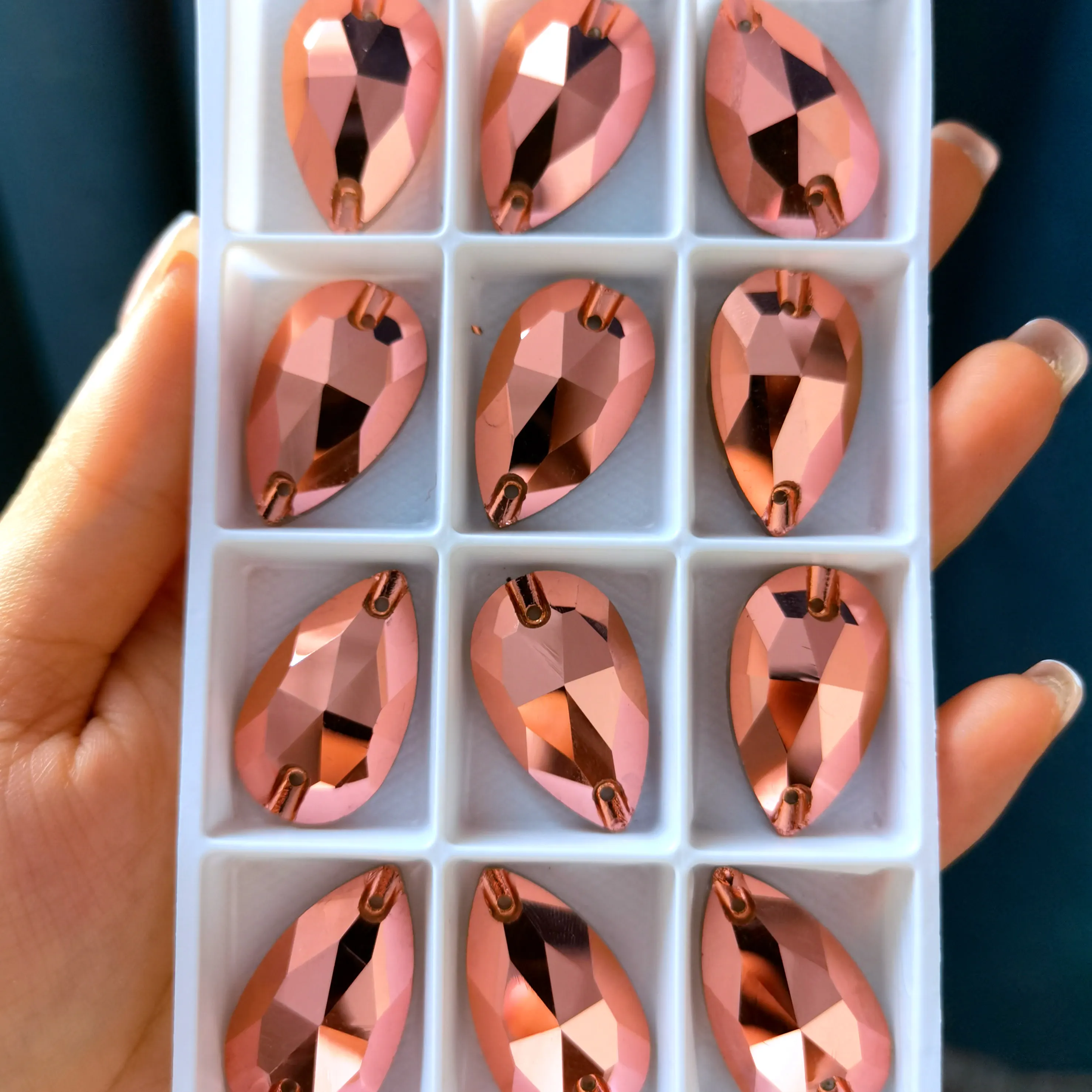 

All Size Rose Gold TearDrop water Drop Flatback Sew on Rhinestone Crystal Glass DR Strass For Wedding Dress Accessories