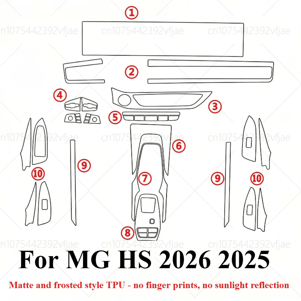 MG HS Interior Screen & Console Protection Film view 2