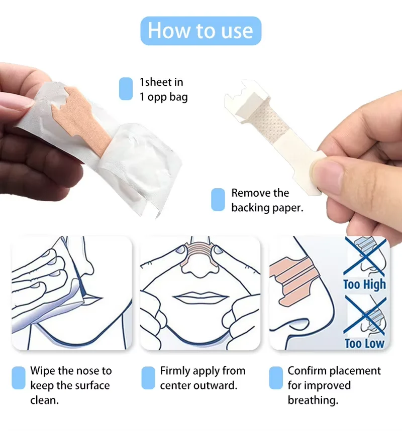 Anti Snoring Mouth Tape & Nose Breathing Sticker Night Sleeping Mouth Breath Improvement Patch Reduce Dry Mouth Promote