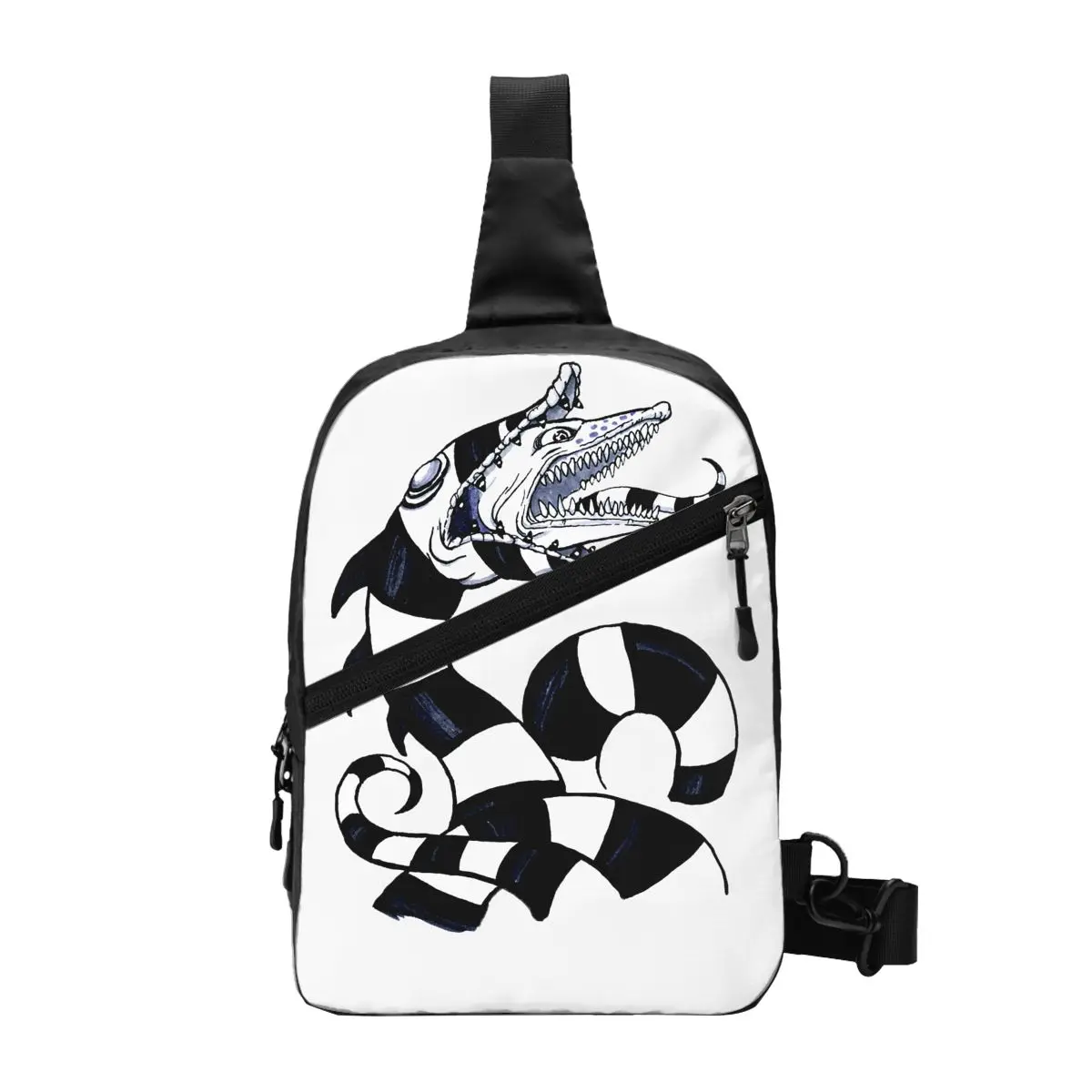 

Casual Beetlejuice Sandworm Sling Crossbody Backpack Men Tim Burton Horror Movie Shoulder Chest Bag for Hiking