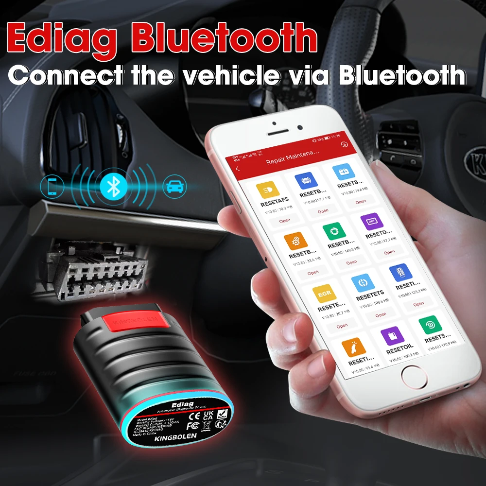 KINGBOLEN New Ediag Old Ediag All System Car Diagnostic Tools 15 Resets ECU Coding Active Test 1 Year Free pk THINKCAR thinkdiag 3