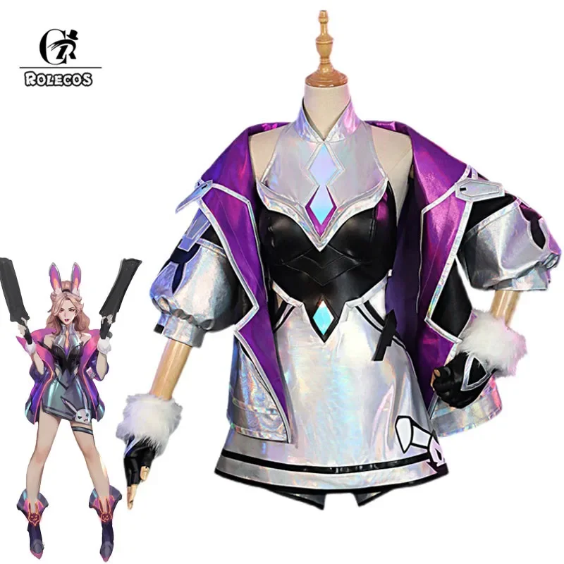 

ROLECOS LOL Battle Bunny Miss Fortune Cosplay Costume Game LOL Cosplay Costume Sexy Women Dress Stocking Full Set New Skin