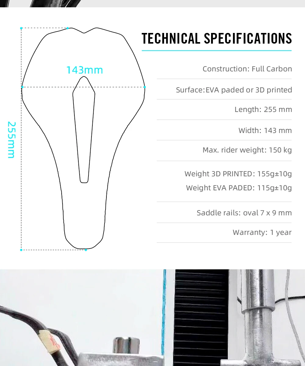 RYET Carbon 3D-Gedruckter Fahrradsattel Ultraleichter Rennrad-MTB-Sitz 7x9mm 115g/155g Sitzkissen Fahrradteile – Detail 4