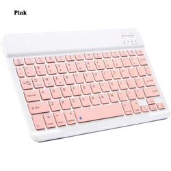 Compact 10 - Inch Wireless Bluetooth Keyboard and Mouse Set for Tablets and Smartphones (Pink 1)