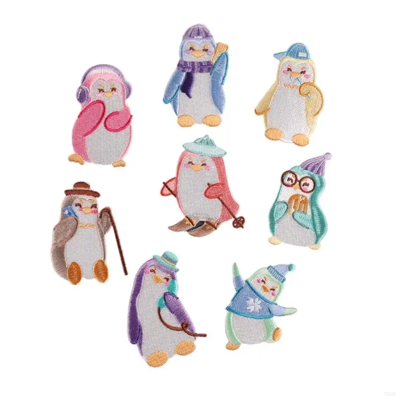 8 PCs Stickflächen Pinguine Eisen auf Flecken auf Flecken für Rucksäcke Y08E – Detail 1