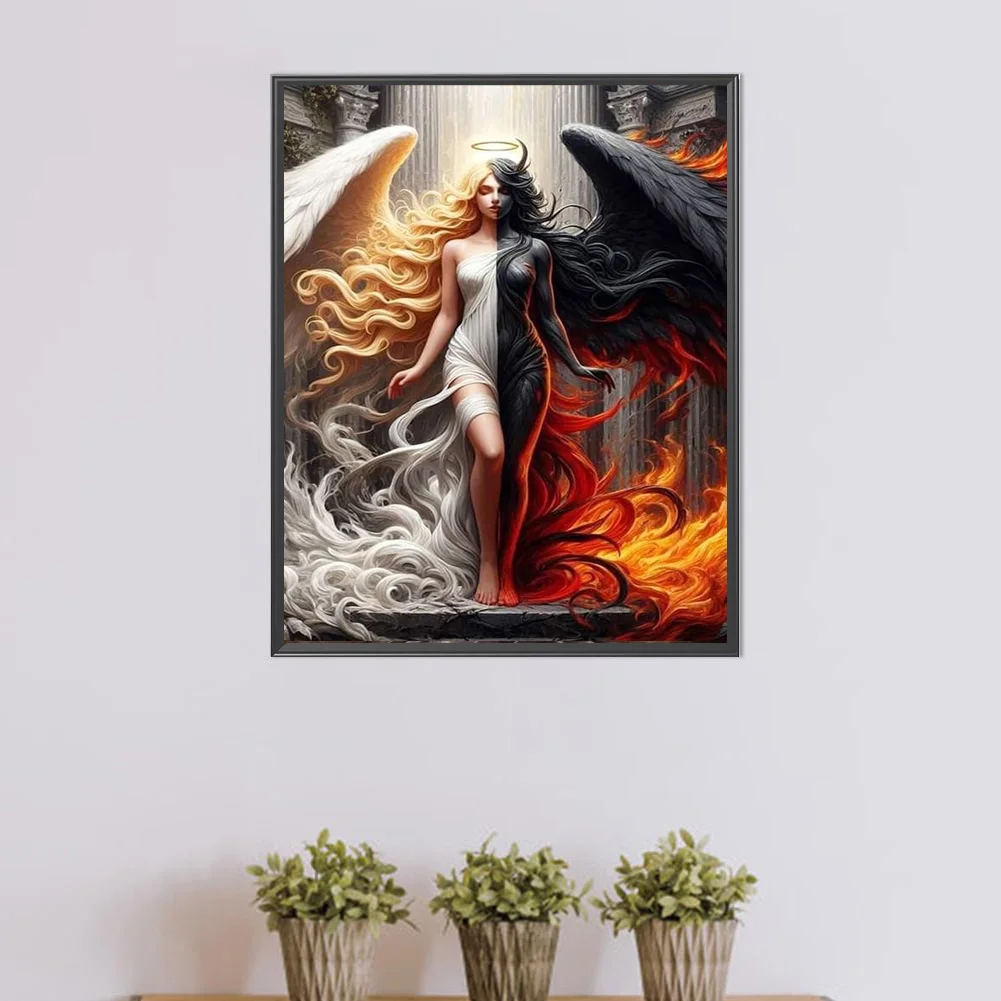 Angeli e demoni pittura diamante fai da te kit punto croce pieno quadrato  diamante rotondo mosaico ricamo arredamento moderno per la casa - AliExpress, image size:1001x1001