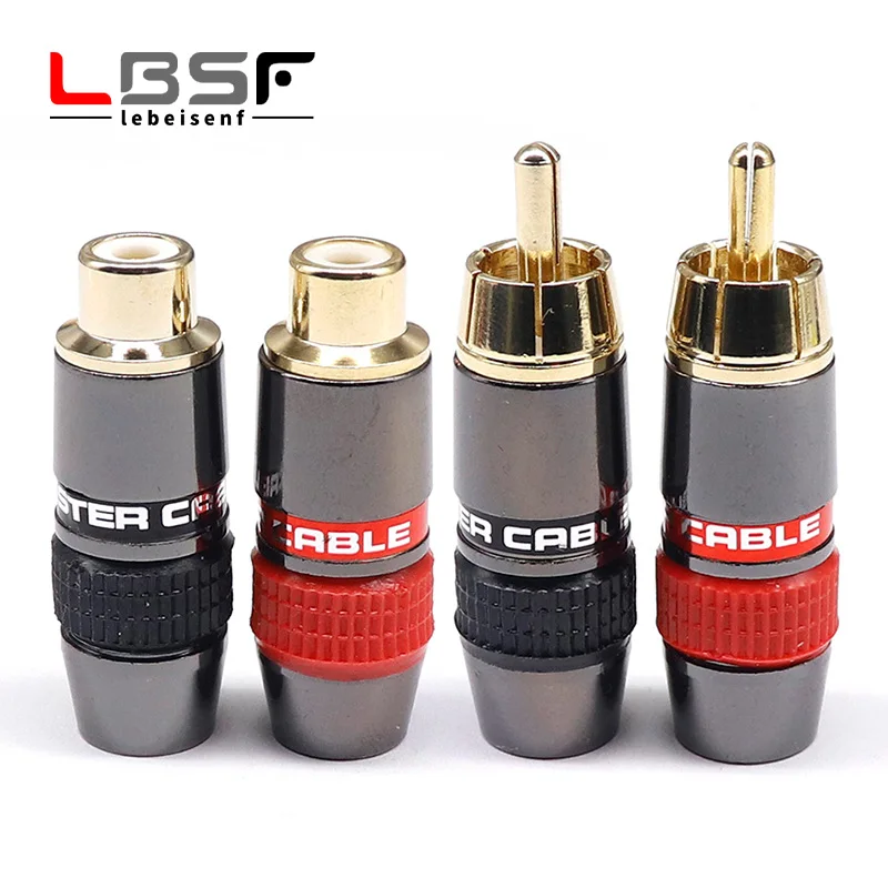 Plugue Lotus Banhado a Ouro Conector Macho e Fêmea Rca Soquete de Extensão de Áudio e Vídeo Cobre Monstro 10 Pcs Pares