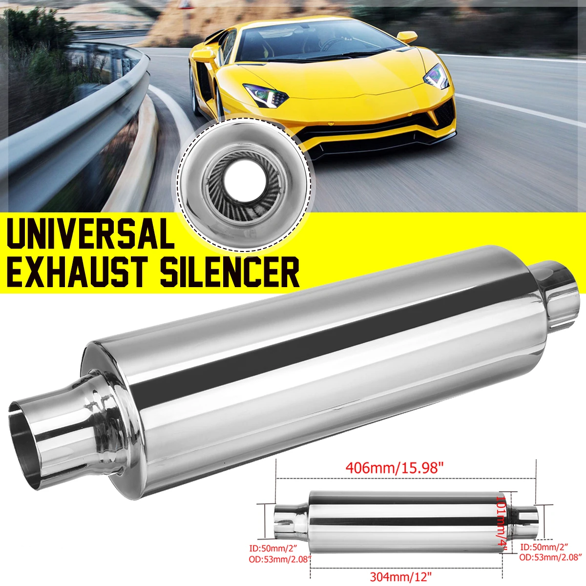 

2" ID 16" 4" Round Bore Long Stainless Steel Exhaust Muffler Resonator Tail Tube Silencer Car Muffler Pipe Exhaust System