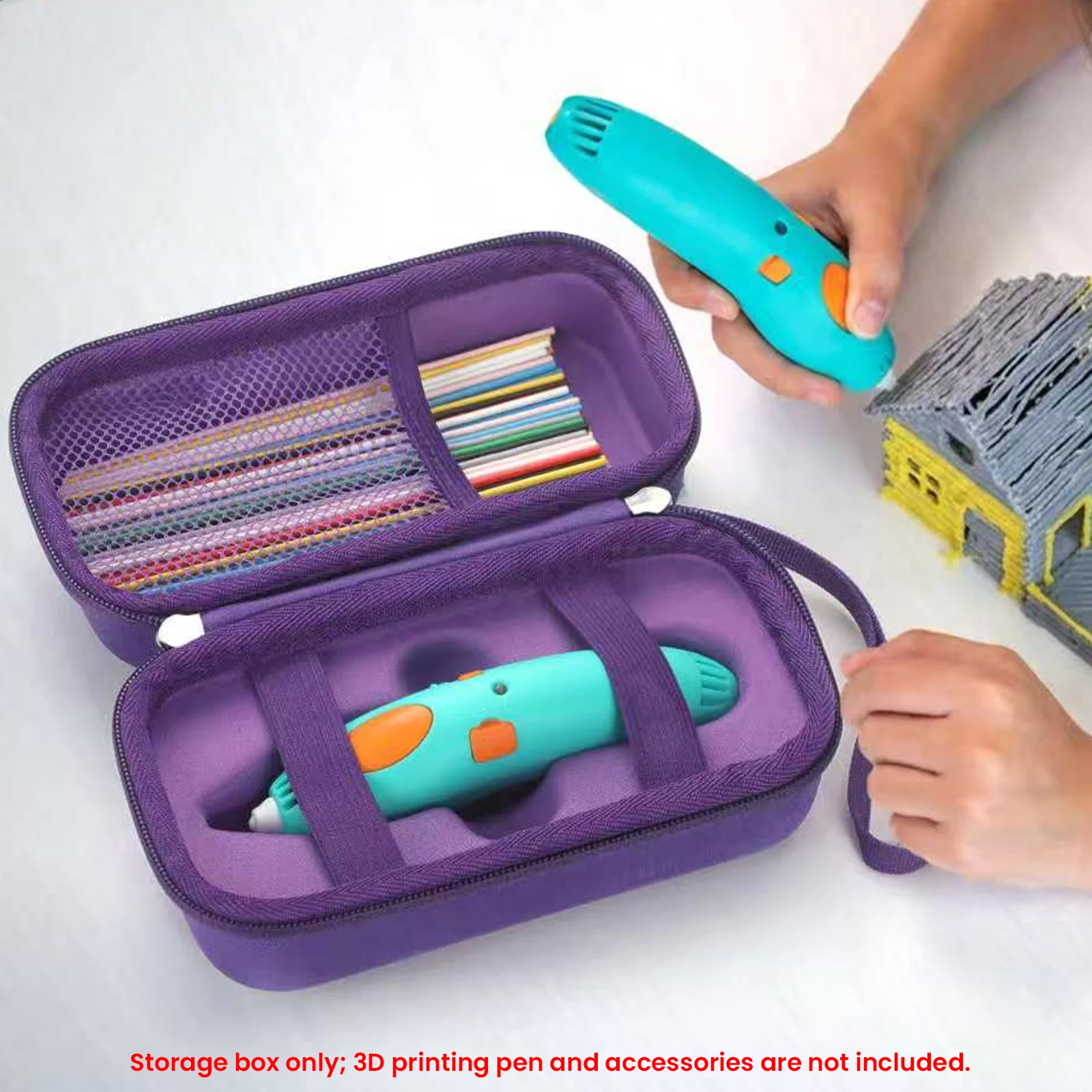 3Doodler Start+ Essentials 3D 펜 세트용 3D 펜 하드 케이스(메쉬 포켓 포함) 휴대용 여행용 케이스 낙하 방지 방수