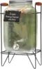 2 Gallon Glass Beverage Dispenser, Metal Base, Stainless Steel Spigot & Hanging Chalkboard - Outdoor Drink Dispenser for 1