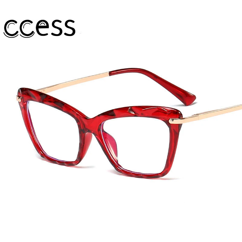 reader sunglasses Vintage Red Cat Eye Sunglasses Metal Frames Anti-Radiation Eyewear Optical Computer Spectacle Crystal Faceted Glasses 2021 best sunglasses for big nose