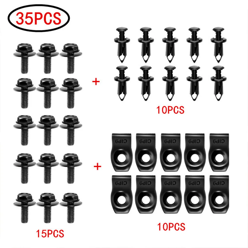 

35Pcs / 70Pcs of Body Bolts U-shaped Nuts M6 Clips Engine Lower Cover Splash Guard Mudguard Automotive Fasteners