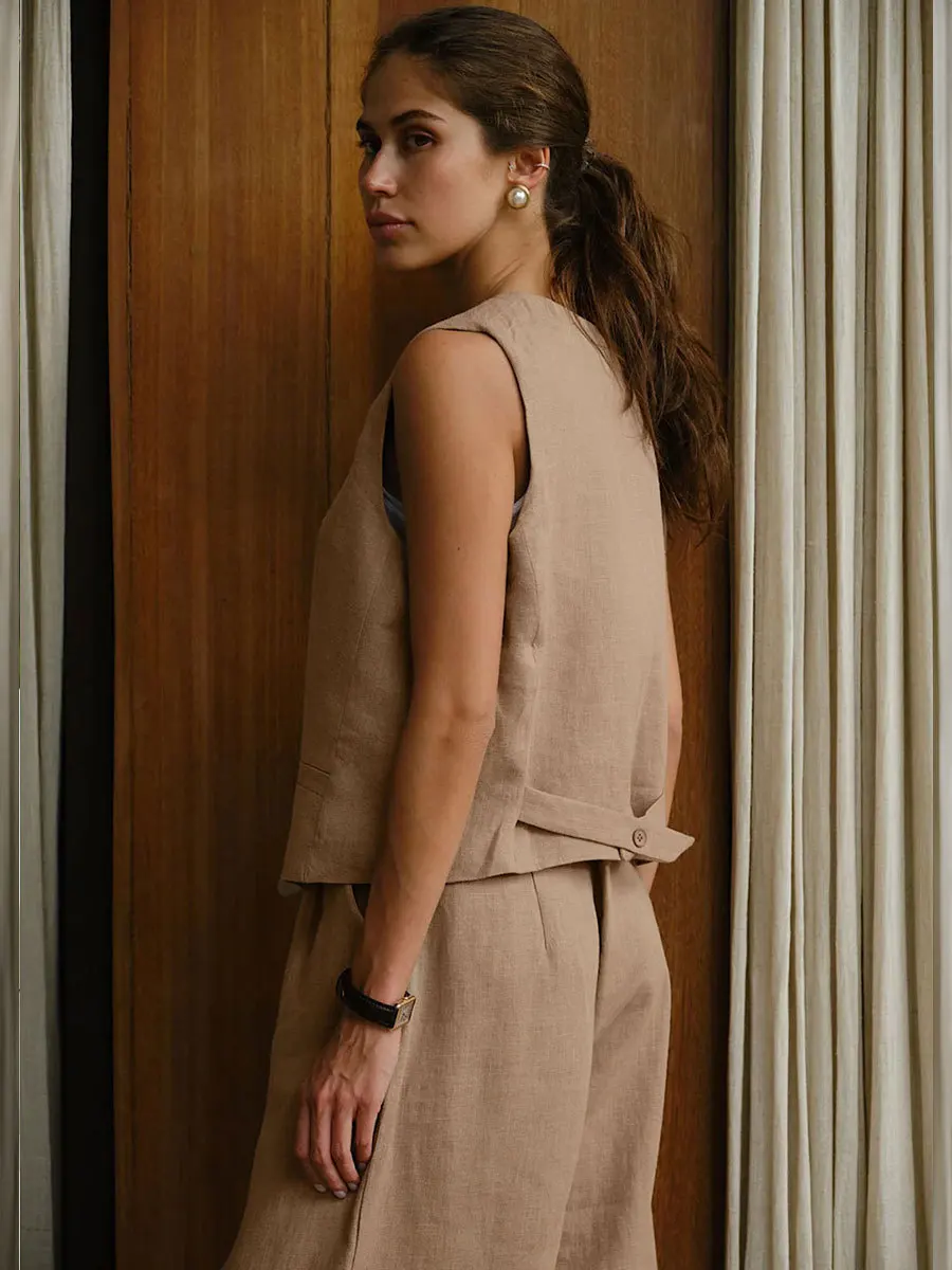 Chaleco informal ajustado para mujer, top de verano sin mangas de color liso, cárdigan de moda de un solo pecho, chaleco de mujer