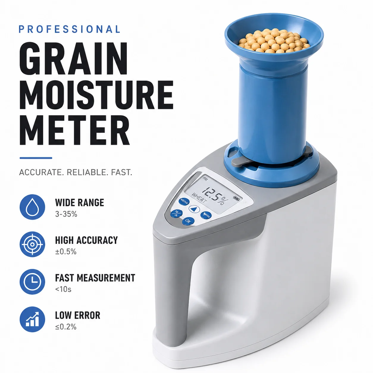 Digital Grain Moisture Tester, High Accuracy Humidity Density Temperature Analyzer LCD Screen Portable Testing Device For Wheat