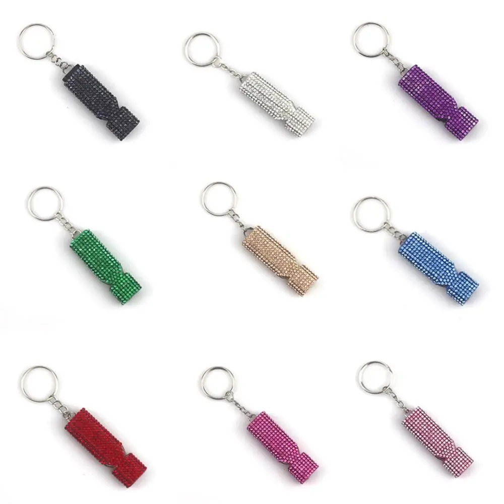 

Portable Emergency Survival Whistle High Frequency Whistle Fashion Diamond Bag Pendant Zinc Alloy Keychain First Aid Whistle